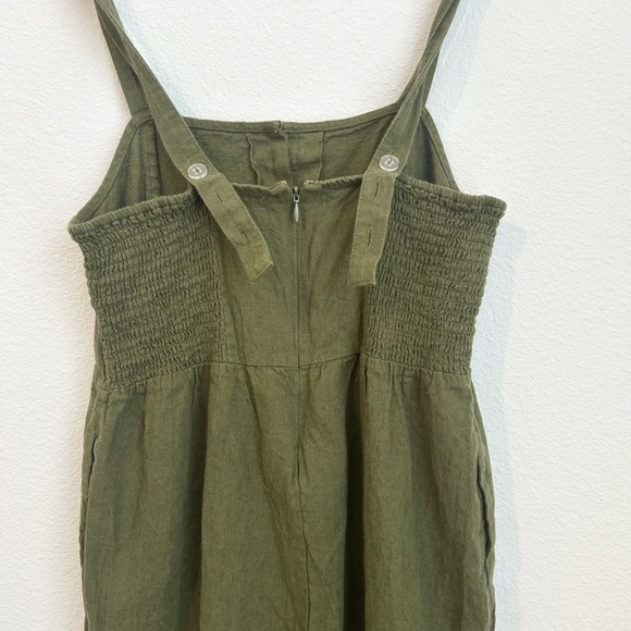 Madewell Linen Blend Olive Green Jumpsuit - Size 10 - Picture 6 of 9